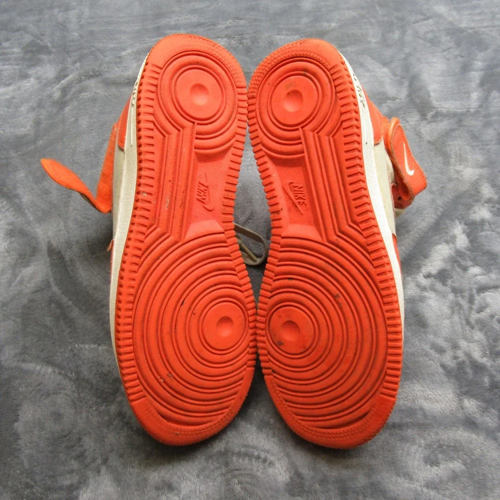 Nike Sneakers Mens US 9 Safety Orange Leather Air Force 1 07' Mid‎ High Lace Up